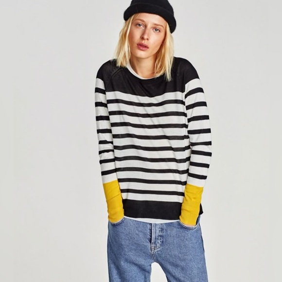 Zara knit striped pullover sweater, relaxed fit, lightweight size S - Picture 1 of 13